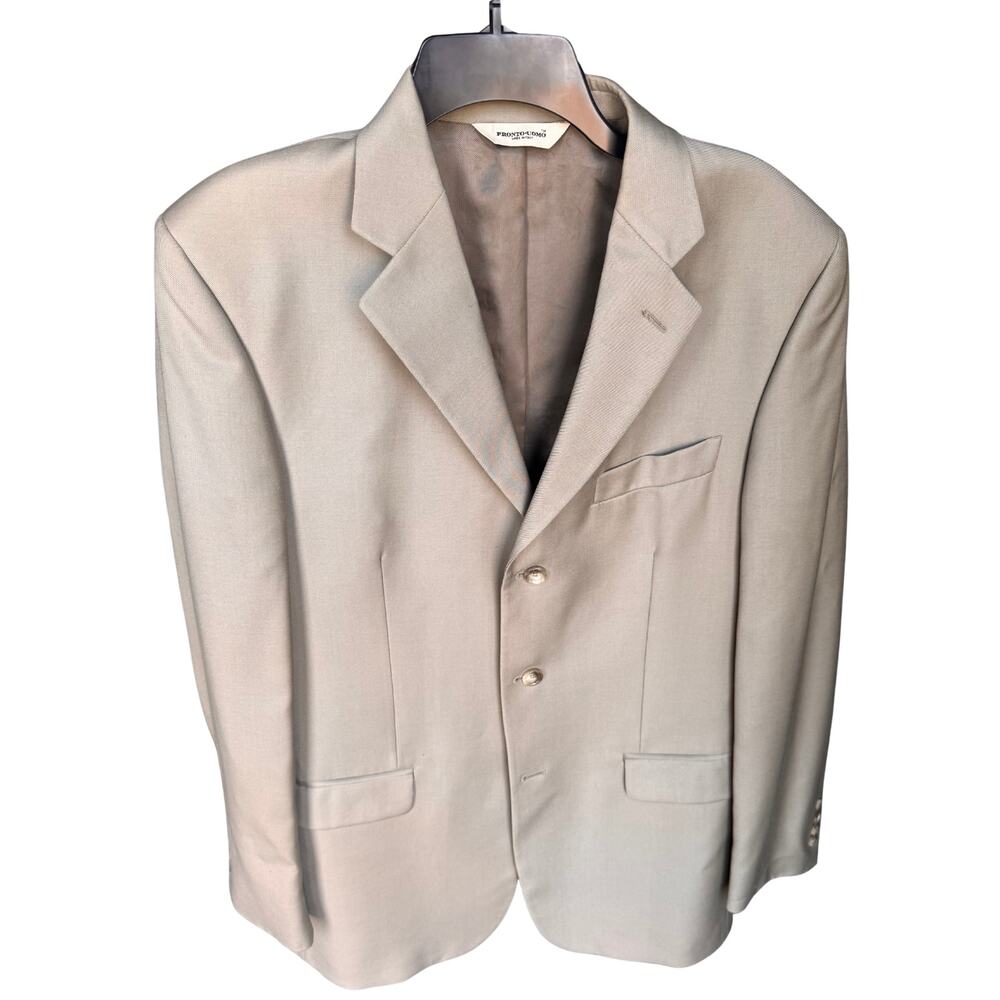 Pronto Uomo Men’s Beige Sport Coat Blazer Made in Italy Angelico Size 40 Long